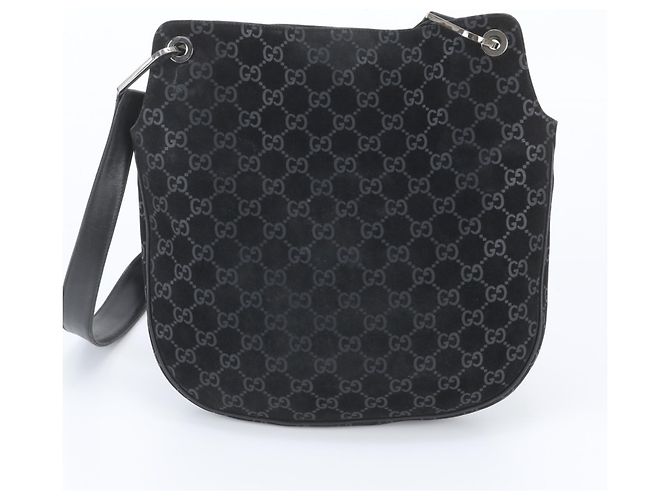 Borsa a tracolla Gucci GG in pelle scamosciata Nero - vista 3