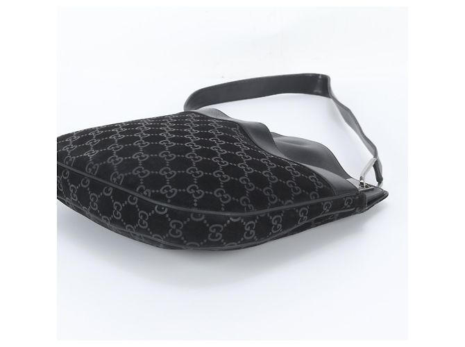Borsa a tracolla Gucci GG in pelle scamosciata Nero - vista 4
