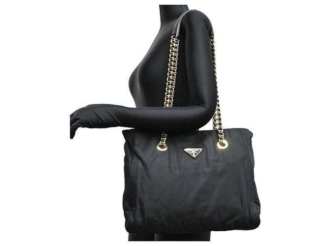 Prada Schultertasche mit Kette Schwarz - Ansicht 9