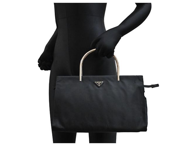 Saco Tote Prada em nylon preto - vista 9