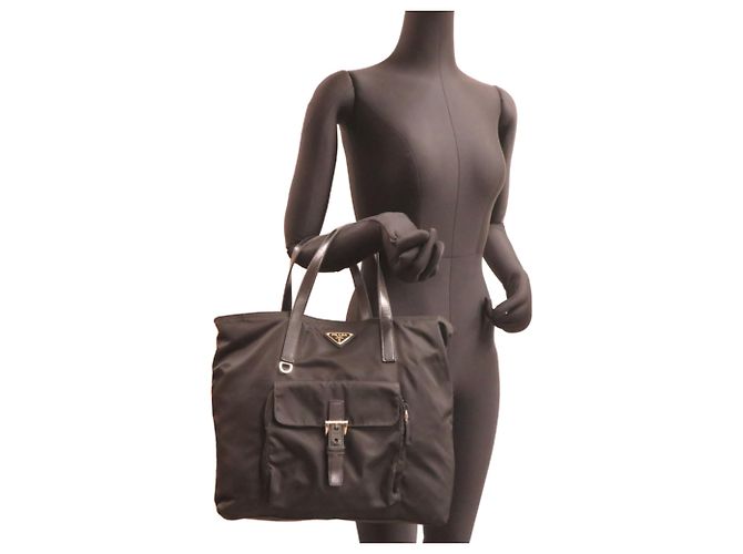 Saco Tote Prada em nylon preto para mulher - vista 9