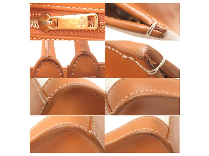 Céline Celine Vertical Cabas Small Tote Bag Marron Écru - vue 10