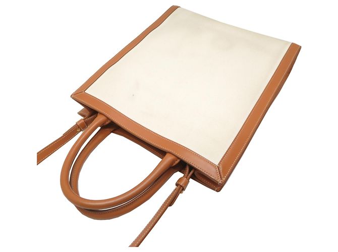 Céline Celine Vertical Cabas Small Tote Bag Marron Écru - vue 4