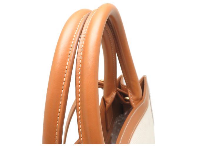 Céline Celine Vertical Cabas Small Tote Bag Marron Écru - vue 5