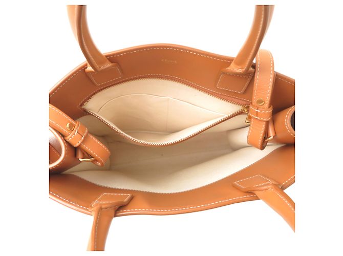 Céline Celine Vertical Cabas Small Tote Bag Marron Écru - vue 7