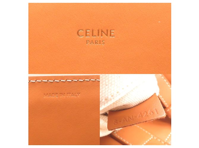 Céline Celine Vertical Cabas Small Tote Bag Marron Écru - vue 8