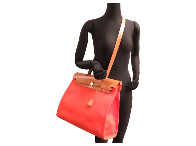 Hermès Sac à main Hermes Herbag Zip MM Orange - vue 8