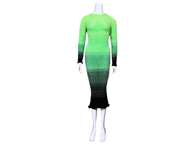 Autre Marque AGR Vestido Midi de Punto Ombré Negro Verde - vista 2