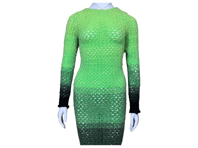 Autre Marque AGR Vestido Midi de Punto Ombré Negro Verde - vista 3
