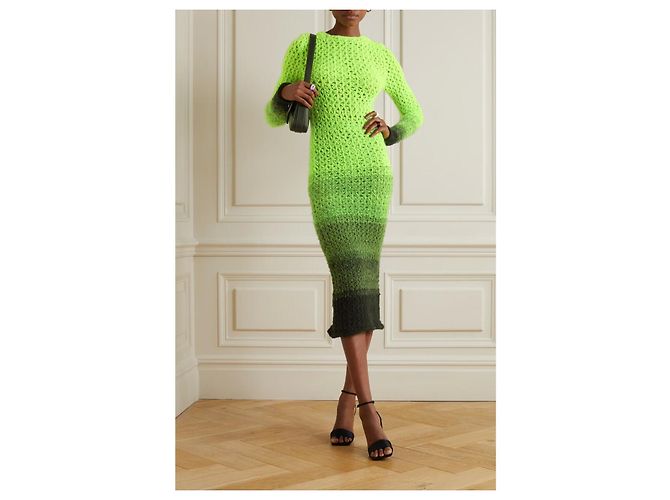 Autre Marque AGR Vestido Midi de Punto Ombré Negro Verde - vista 7