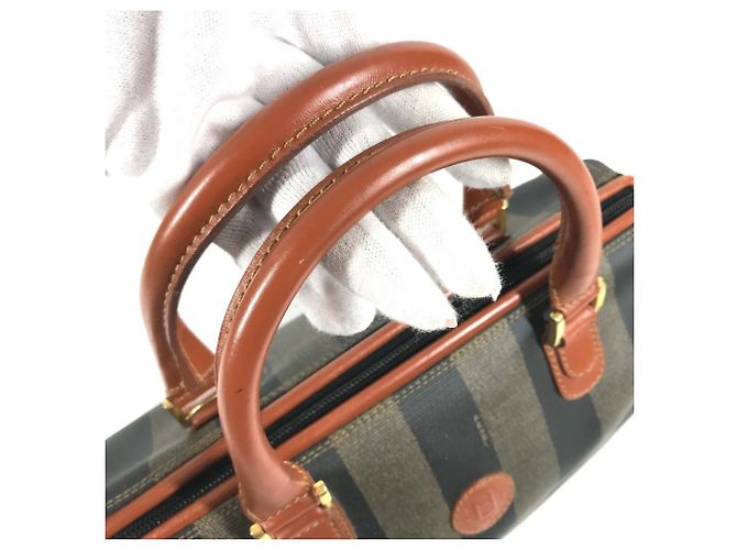 Fendi Pequin Vintage Pecan Mini Boston Handtasche Braun Khaki - Ansicht 13