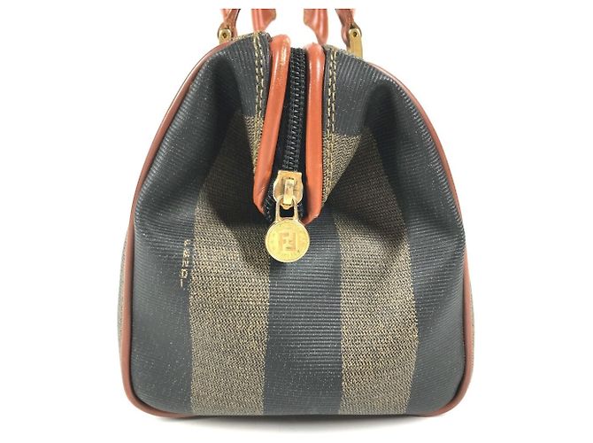 Fendi Pequin Vintage Pecan Mini Boston Handtasche Braun Khaki - Ansicht 9