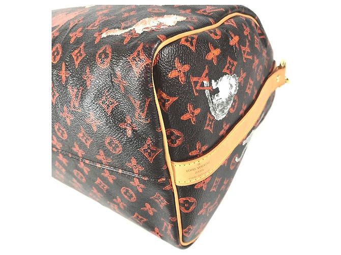 Louis Vuitton Monogram Catgram Cat Speedy Bandoulière 30NM Marrone Arancione - vista 7