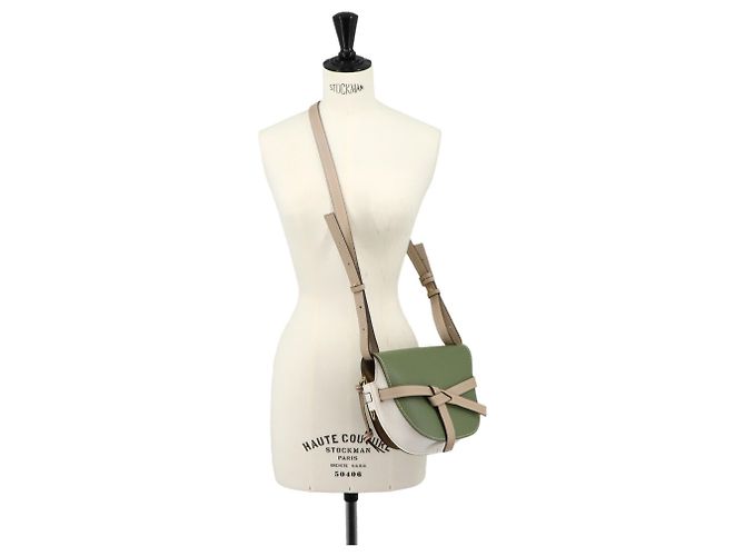Bolsa de Ombro Loewe Gate Bag Small Branco Bege Verde - vista 10