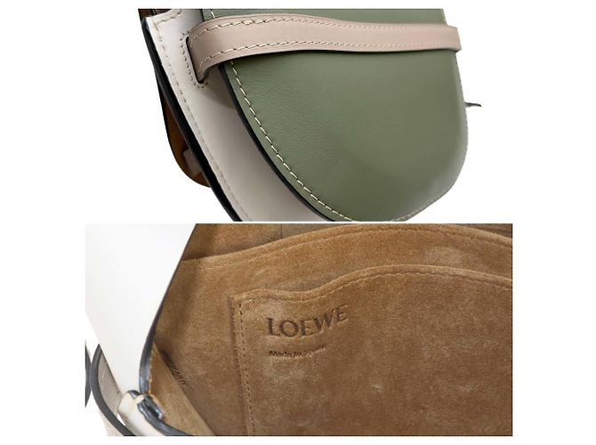 Bolsa de Ombro Loewe Gate Bag Small Branco Bege Verde - vista 9