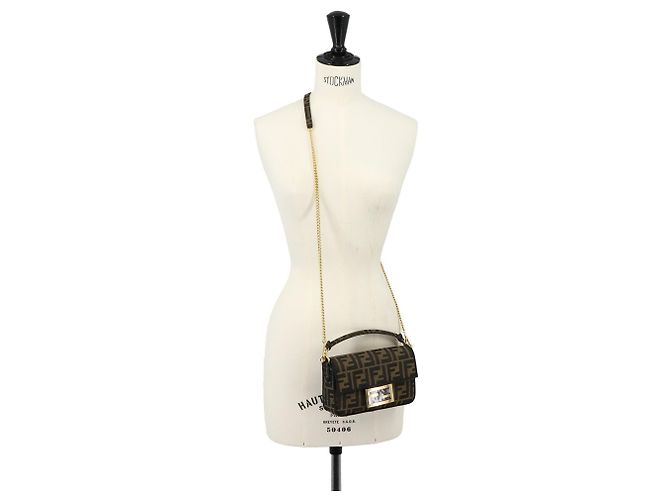Borsa a mano Fendi Zucca Mini Mamma Baguette Marrone - vista 9