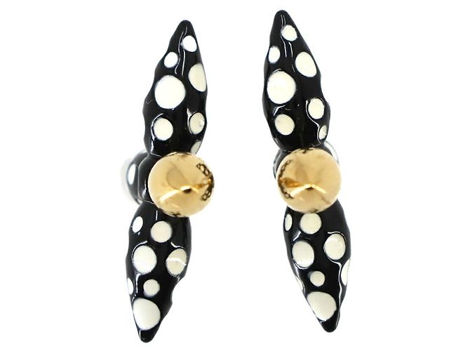 Louis Vuitton LV x YK Infinity Dot Boucles d'Oreilles Louisette Earrings Schwarz Weiß Golden - Ansicht 3