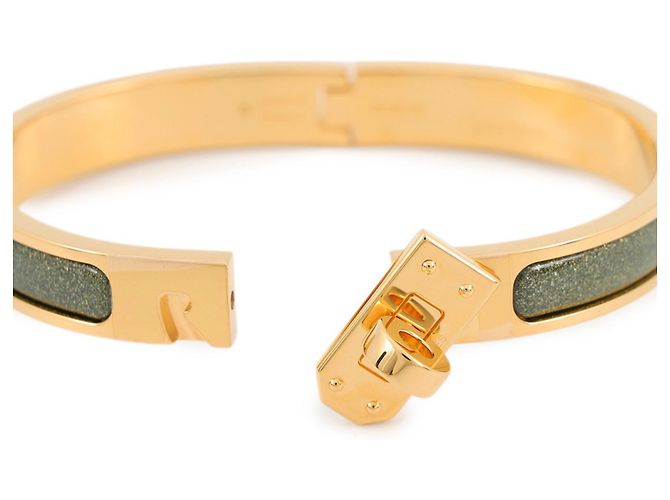 Hermès Bracelete Hermes Mini Click Kelly PM Preto Dourado - vista 5