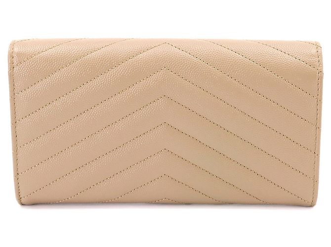 Cartera bi-fold de piel beige Yves Saint Laurent - vista 3