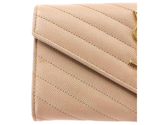 Cartera bi-fold de piel beige Yves Saint Laurent - vista 8