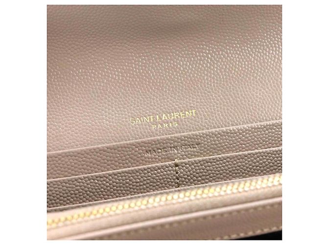 Cartera bi-fold de piel beige Yves Saint Laurent - vista 9