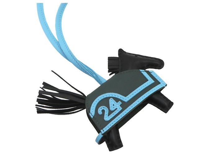 Hermès Hermes Rodeo Robeo Coeur PM Handbag Charm Nero Blu chiaro - vista 3