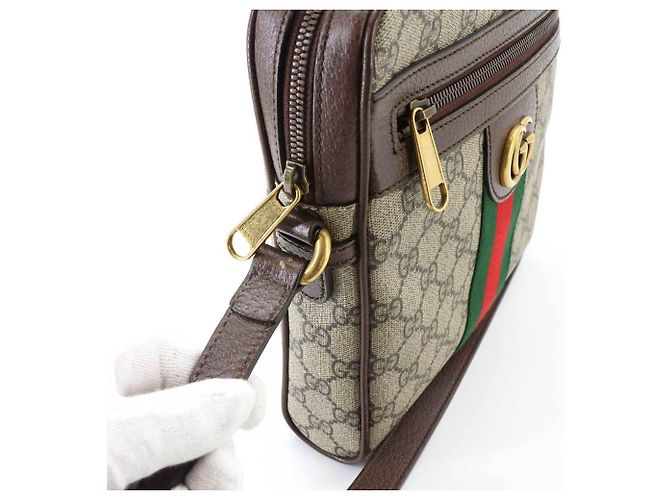 Borsa a spalla piccola Gucci Ophidia Marrone Beige - vista 9