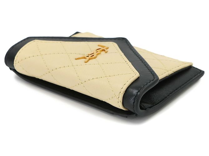Autre Marque Porte-cartes à rabat Saint Laurent Gaby Noir Beige - vue 4