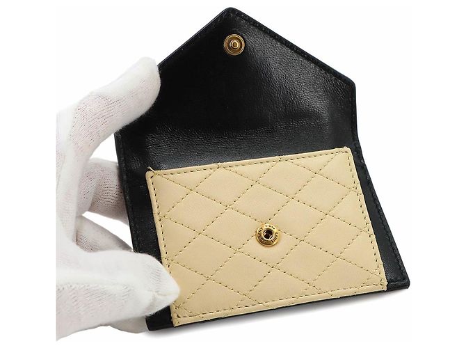 Autre Marque Porte-cartes à rabat Saint Laurent Gaby Noir Beige - vue 5