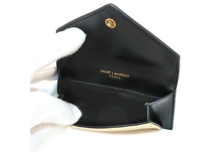Autre Marque Porte-cartes à rabat Saint Laurent Gaby Noir Beige - vue 6