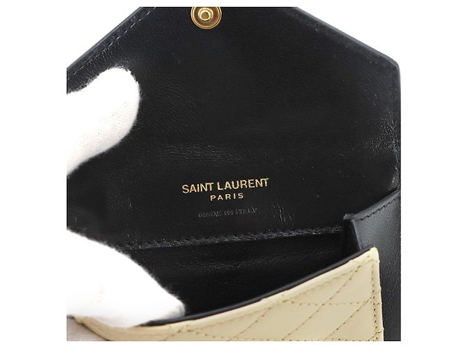 Autre Marque Porte-cartes à rabat Saint Laurent Gaby Noir Beige - vue 7