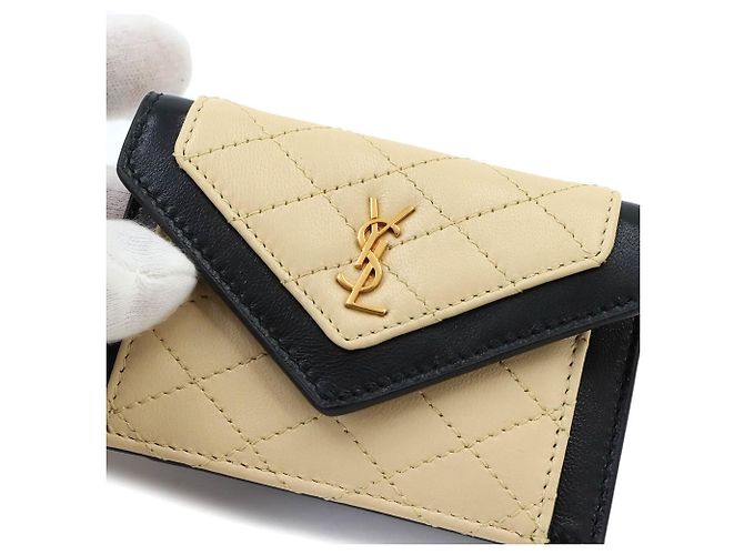 Autre Marque Porte-cartes à rabat Saint Laurent Gaby Noir Beige - vue 9