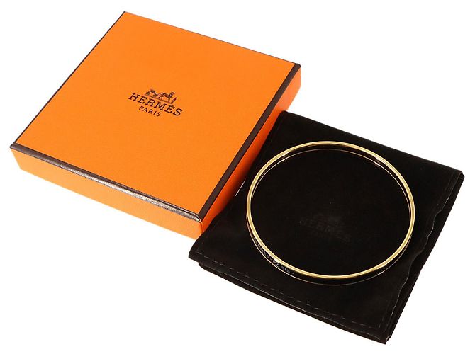 Hermès Bracelete Hermes Uni Enamel em Preto e Dourado - vista 2