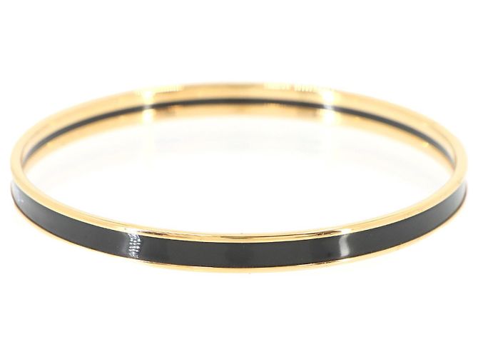 Hermès Bracelete Hermes Uni Enamel em Preto e Dourado - vista 3