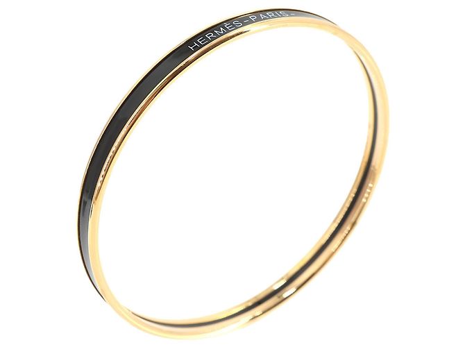 Hermès Bracelete Hermes Uni Enamel em Preto e Dourado - vista 4