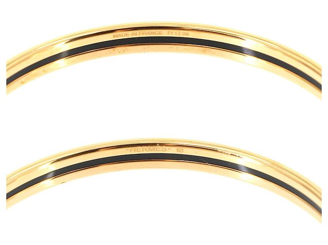Hermès Bracelete Hermes Uni Enamel em Preto e Dourado - vista 5