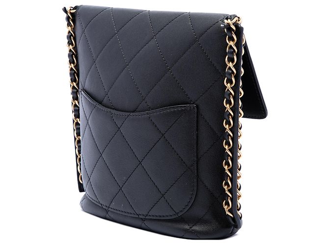 Chanel Black Small Quilted Calfskin Chain Hobo Flap Schwarz - Ansicht 2