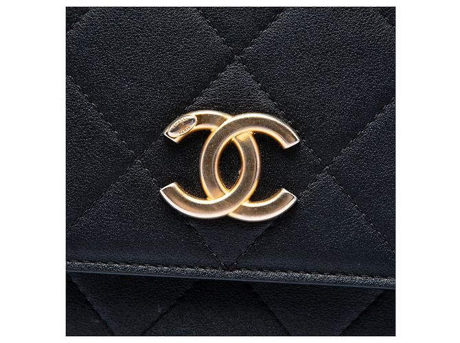 Chanel Black Small Quilted Calfskin Chain Hobo Flap Schwarz - Ansicht 5
