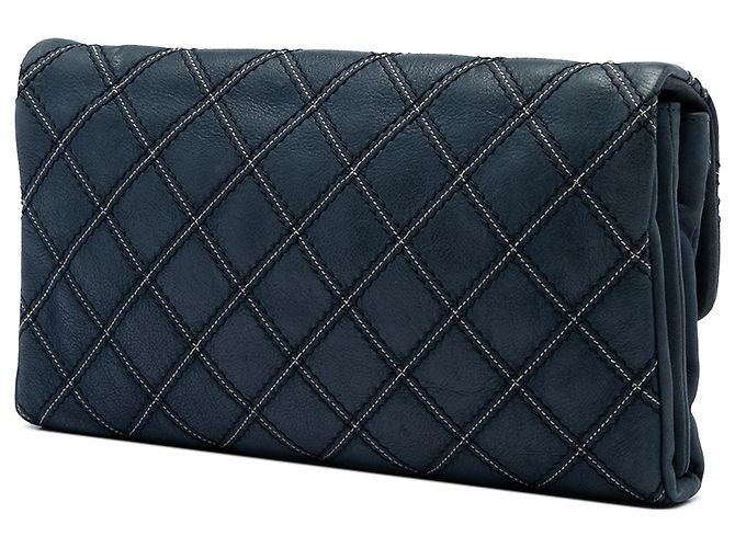Chanel Blue Jumbo Quilted Calfskin Triple Stitched Flap Blu navy - vista 2