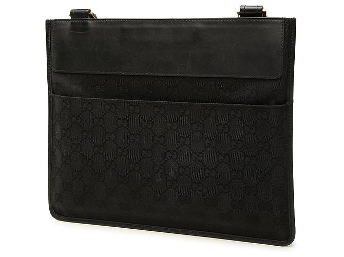 Borsa a tracolla Gucci in tela GG nera e vitello Nero - vista 2