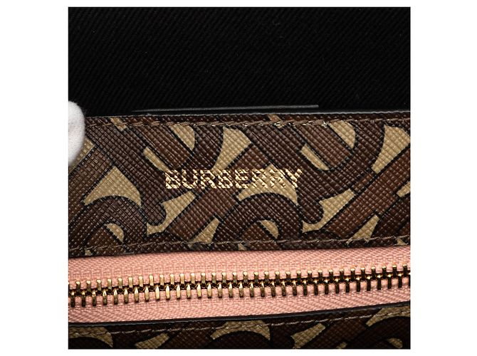 Burberry Brown TB Monogram E Canvas und Leder Tote mit Nieten, vertikal - Ansicht 5