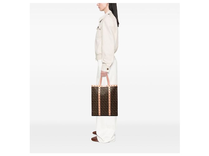 Burberry Brown TB Monogram E Canvas und Leder Tote mit Nieten, vertikal - Ansicht 7