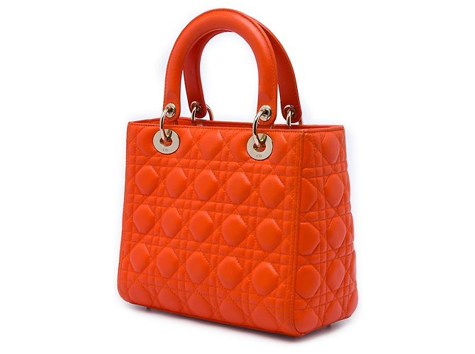 Autre Marque Dior Orange Medium Lambskin Cannage Lady Dior Arancione - vista 2