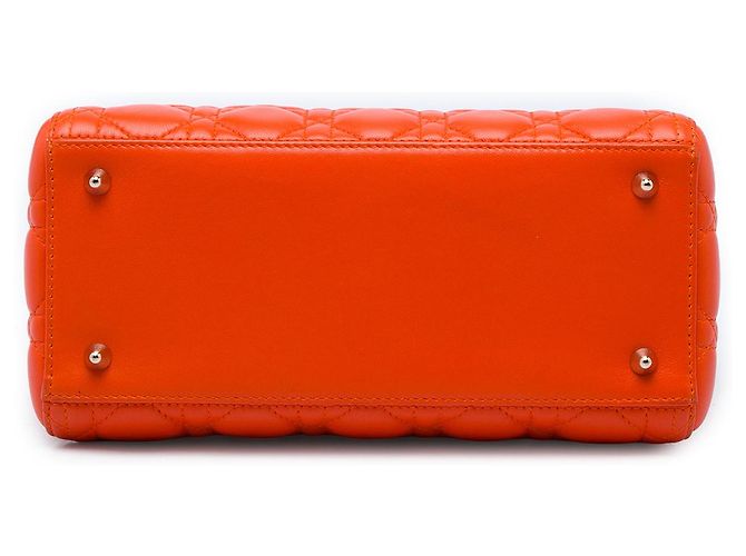 Autre Marque Dior Orange Medium Lambskin Cannage Lady Dior Arancione - vista 3