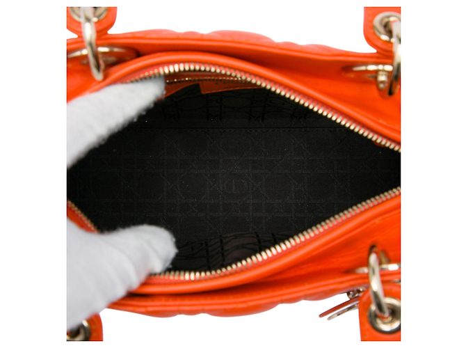 Autre Marque Dior Orange Medium Lambskin Cannage Lady Dior Arancione - vista 4