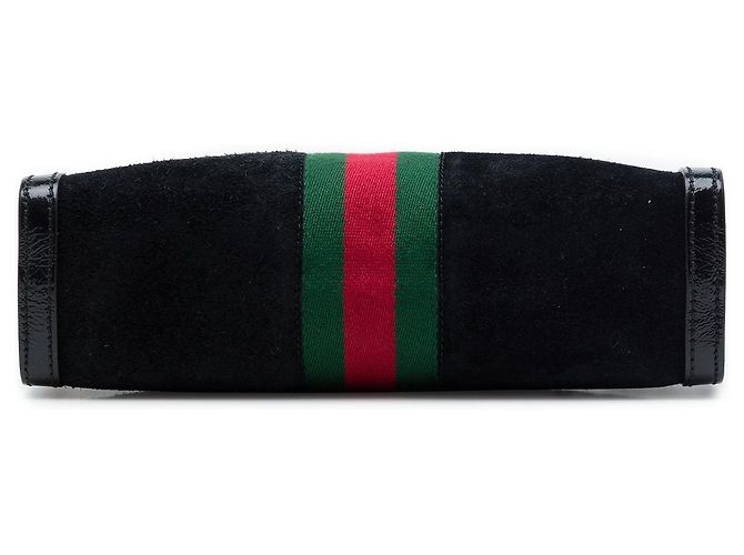 Gucci Borsa a Tracolla Ophidia Chain Piccola in Suede Nero - vista 3