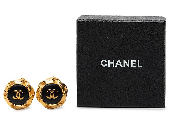Chanel Gold CC vergoldete Emaille-Clip-Ohrringe Golden - Ansicht 4