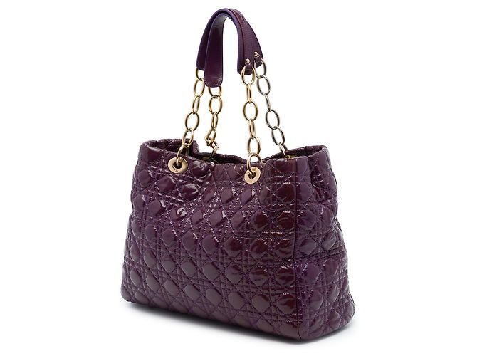 Autre Marque Dior Lady Dior Soft Shopping Tote Large aus Lackleder Cannage Lila Dunkelviolett - Ansicht 2