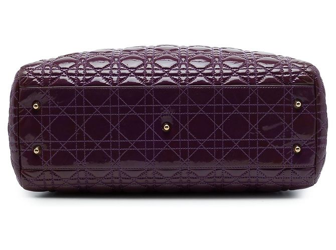 Autre Marque Dior Lady Dior Soft Shopping Tote Large aus Lackleder Cannage Lila Dunkelviolett - Ansicht 3