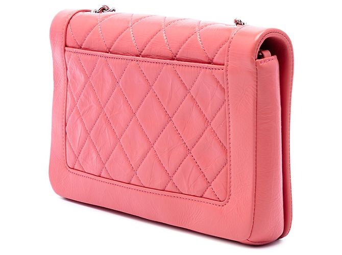 Chanel Pink Small Quilted Crumpled Calfskin Bi Vintage Full Flap Rosa - vista 2
